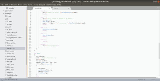 /* A.java --/Desktop/CODE/demo.cpp (CODE) - Sublime Text (UNREGISTERED) File Edit Selection Find View Goto Tools Project Pref