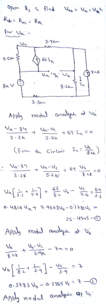 Open R flnd Rab Ro RK fer U 3.9k 5.S 65 1mA Va 84 V 3.31e noda anah Apply Va- 84 Na-Uc t 65 L =o 3 3k S.Gk fre ciruit Na-8 Va