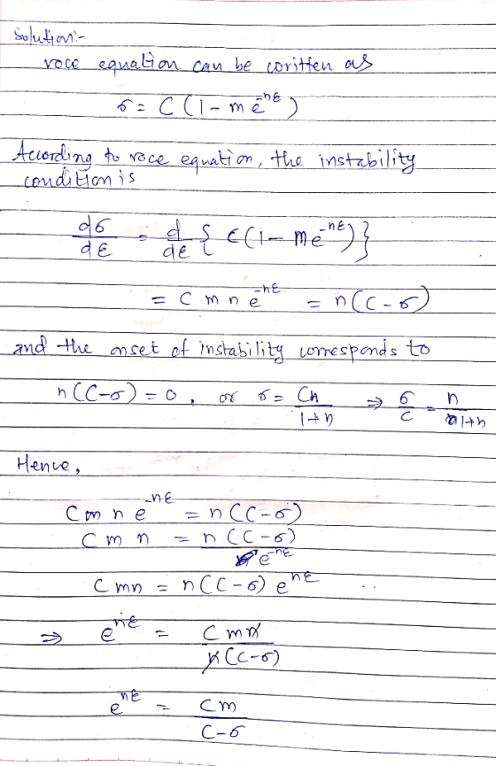 Solution: - roce equation can be coritten as 5= C (1-mene According to roce equation, the instability condition is de se { [-
