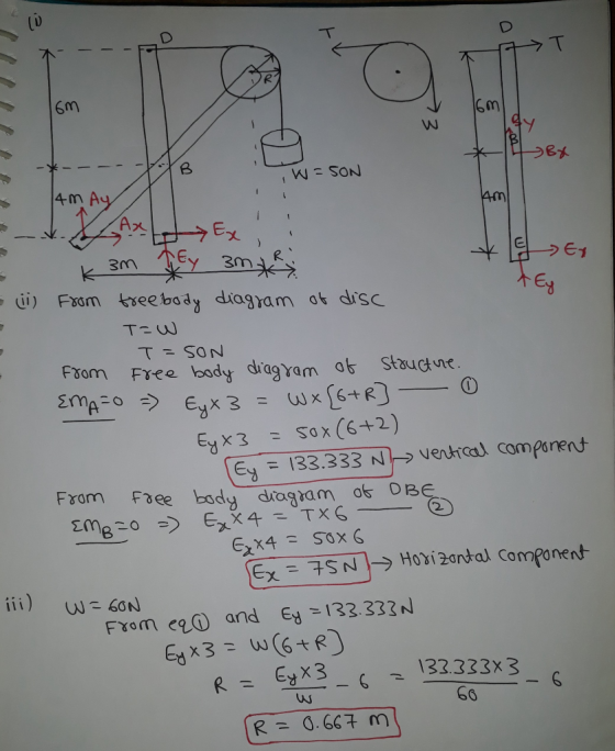 T W NOS= M 4m Ay AM Ar Ex EY 3m Foom treebady diagram at disc 3m EX T-W T SON FSee body drag Yam at StauAne. Eyx 3= Eyx3SOx (