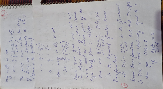 Usich in O, wo set W= (2-0) -- 772 The Point 2-0 on the boundary of Re12) 20 losses poonds to w=-) given in the question) --