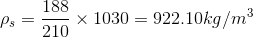 188 Ps x 1030 = 922.10kg/m* 210