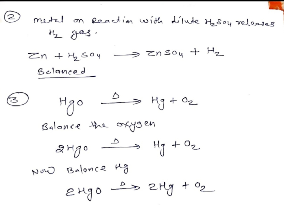 metal on Reaction with dilute te sou releases zn sou + H₂ Zn + H₂ soy Balanced Но в > На +о, Balance the oxygen зна• Р Н + 0.