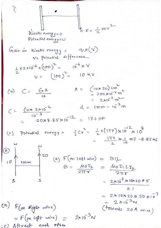 D 2 & E= mv Kinetic ener Potential energyzu energy=o Gain in Kinetic energy qx(V) N = Potential difference 1x2x106x(100)? 106