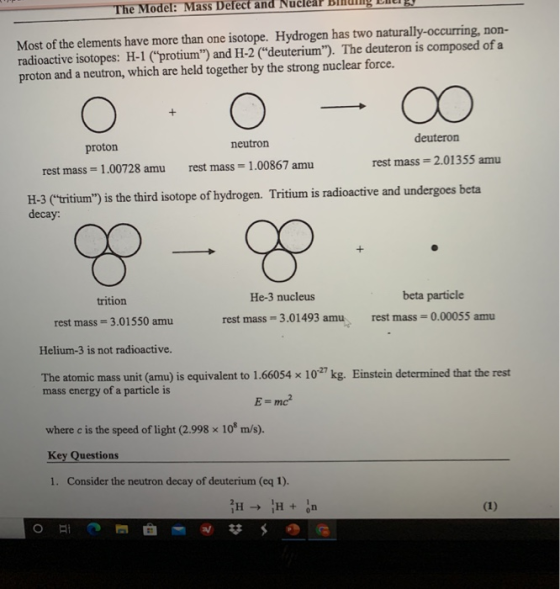 The Model: Mass Defect and Nucl Most of the elements have more than one isotope. Hydrogen has two naturally-occurring, non- r