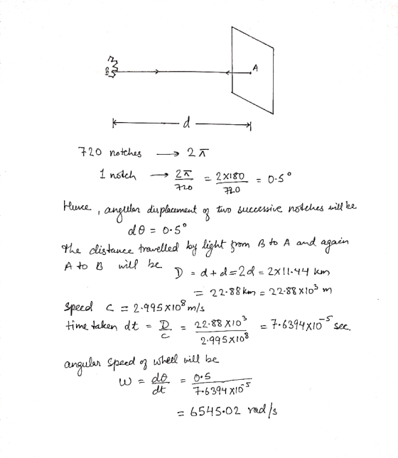 kd 720 notches 27 1 noich 2 - 2x180 = 0-5° 720 720 Hunce , angellar displacement of two successive notches will be do - 0.50