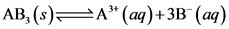 AB,(s)
A* (aq)+3B (aq)