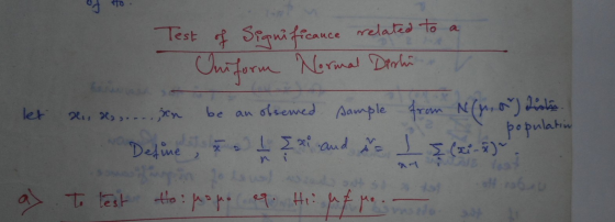 TO let Test of Significance related to a Uniform Normal Dershi 2, s.....son be an observed sample from N(h. a) Lishia Define,