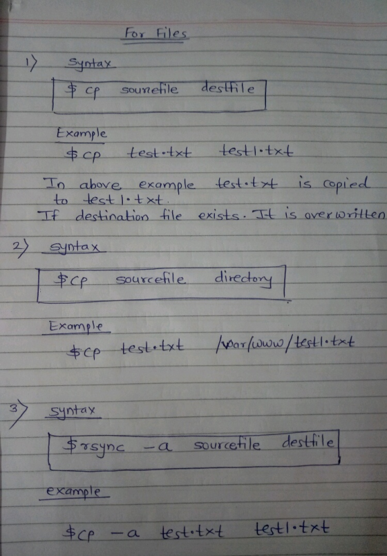 For Files > Syntax Sounetile desttile Example &cp test txt test 1 txt In above example test.txt is copied to test l.txt. If d