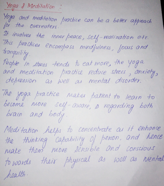 Yogo Meditation Yogo and meltaton prachce can be a beter appoac or the overeaters 2 nualkes the imner peate, sef realization