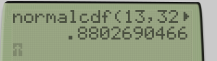 normalcdf (13,32 .8802690466