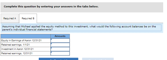 Complete this question by entering your answers in the tabs below. Required A Required B Assuming that Michael applied the eq