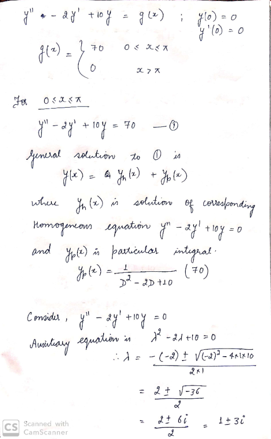 - 70 T 0 + 10 Y =70 coufonding solution whue = 0 bastaulos tgnal (70) - JD t10 Censidu Adalasy uision (-)V - 4rlx1o 6 Scanned