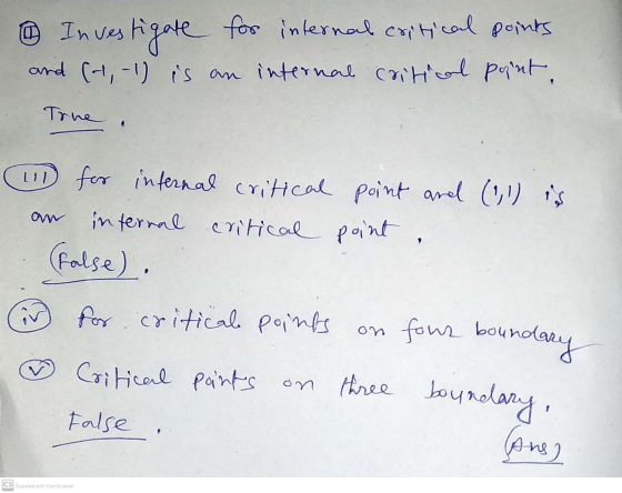 @ Investigate for internal critical points and (-1,-1) is an internal critical pornt. True U for internal critical point and