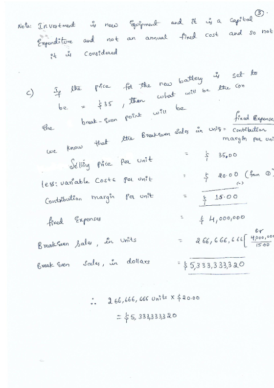 Note: Investment ů new Expipment an annual and it fined & a cost capital and so not Expenditure it is and not considered to c