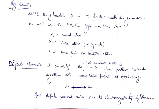 Key points VSEPR theory/modele is used to predict molecular geometrics We will use the AXn Em type netation, where I A centra