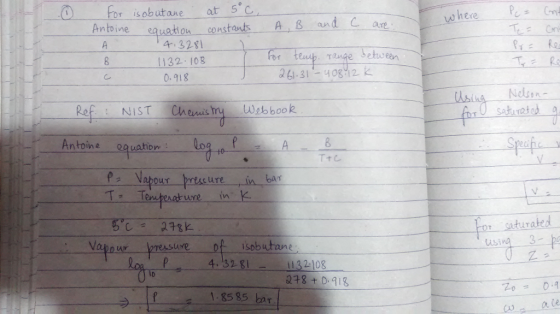 0 for-isobutane or se pc = Cr Anbine squaton sonstans A dve he aus COns 4:3281 oreup. Tage en 0.918 ustis Nel Ref NIST Chena