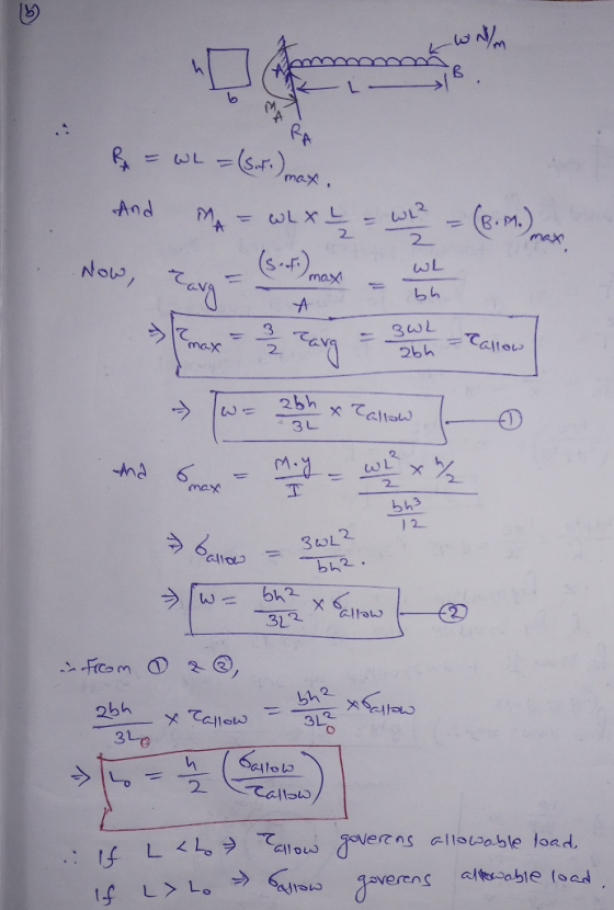 R = WL = (s.to) max And MA = wLX - _ _ W12 = (B.M. Now, cay = (st) mass - w ► los estado y Tennes 0 from abh & & Callow - bh