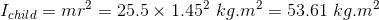 Ichild = mr2 = 25.5 x 1.452 kg.m² = 53.61 kg.m