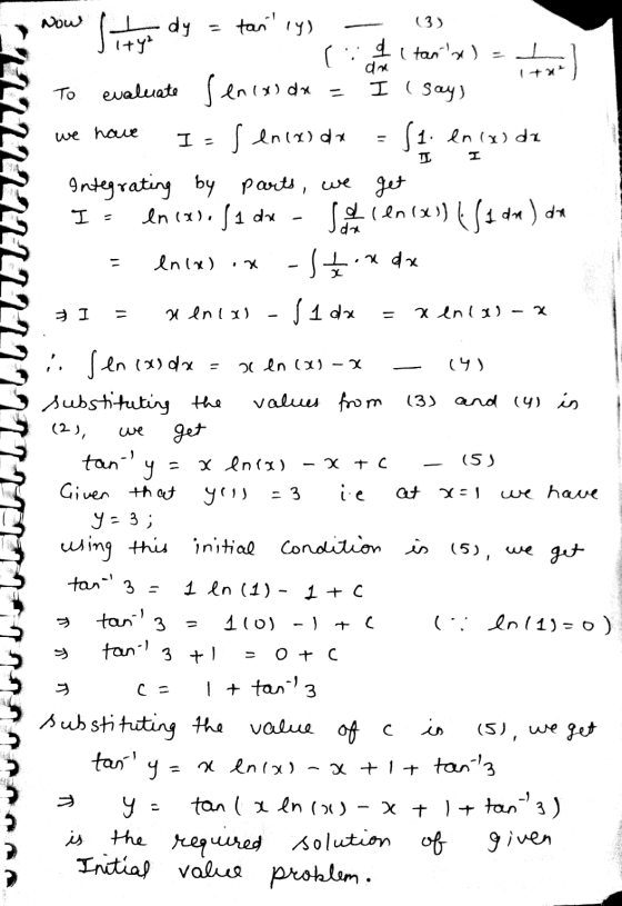 Now (3) da To I ( say) we have I - - adx . I (4) we sity dy = tans ry) (.dltanta) ㅗ to evaluate Sen cas de Senixida 51. en (w