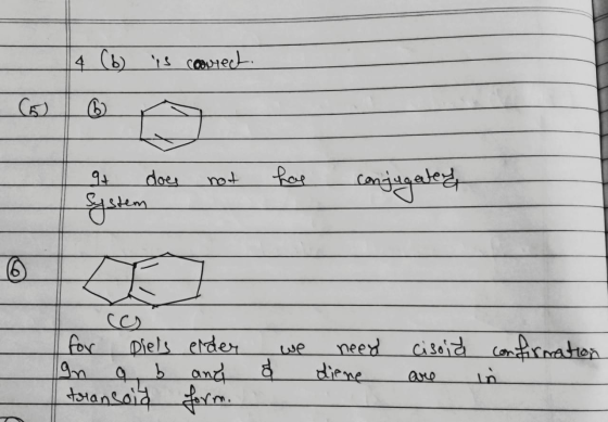4 (6) is correct. 6) 9t does not has conjugate ystem for piels erden In a b and transoily form. we a neey diene cisoid are co