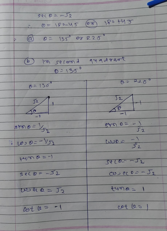 secon-52 0= 180.45 or 180 tuz @ 0= 135° or 220° e quadrast. in second 021300 1130 0= 220° 0-13807 Ismo sa smo = -1/2 woo=-152