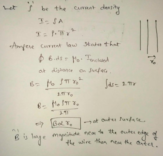 et f be the curent dens I- JA -Arnfese CLA γ Yent law state that the wire than neau the Grtet.