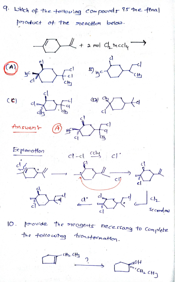 hch op the tollouing Compounds 15 tme fina ouct ot the reacHon below + a mol Cmccly A) Cth Asబలా Hf CIb E plonation cl ct-c