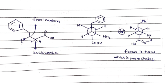 front carbon NH NH COOH HÓ Count back carbon forms H bond which is more stable