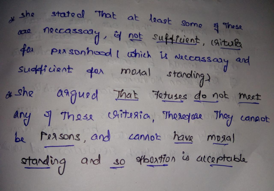 no she stated that at least some & These are neccassary, if not sufficient, chitupa for personhood I which is Neccassay and s