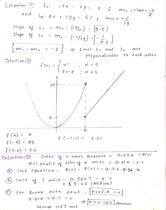 Solution o L: 193 2y = • 2 mm, - slopes 19 ond Lo: 3% + igy 57 ; m2 19 Slope slope of Li La = ir, - (19/2) - 19.5 az - (-2/19