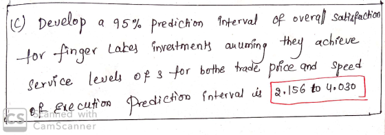 (c) De elop a 95% predich on Interval op overql satafachon or -^nqer Lobe inrestmen au uming they achfeve Service lee, e4 op