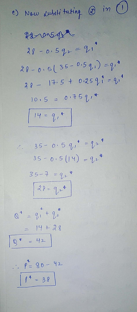 28 - 0.592 = 21 e) Now substituting in (1) &&015 at 28 - 0.5 ( 35-0.59 ) = 9, * 28 - 17.5 + 0.259 1= q* 10.5 -0.759.* 14=q, *