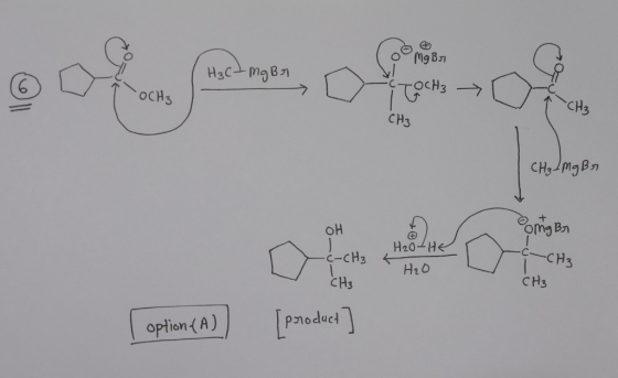 Como en Hact mgbr 90f , of COCH₃ TOCH3 of CH₃ mg Br onger OH H2o He -C-CH3 < H2O -C-CH3 CH3 CH₃ l option (A)) [product