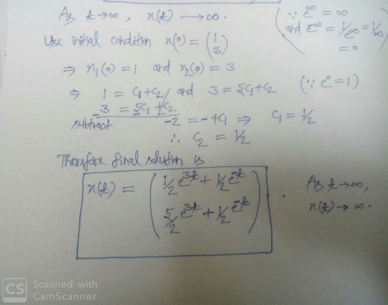(:es and E0 = %= % As ko, nito. Use initial condition > N; (0) = 1 and 2(o) = 3 1 = Gtel and 3=5966 (1 =1) G= ² subtract -2=-