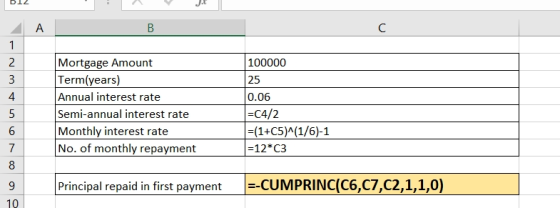 012 в Mortgage Amount Term(years) Annual interest rate Semi-annual interest rate Monthly interest rate No. of monthly repayme