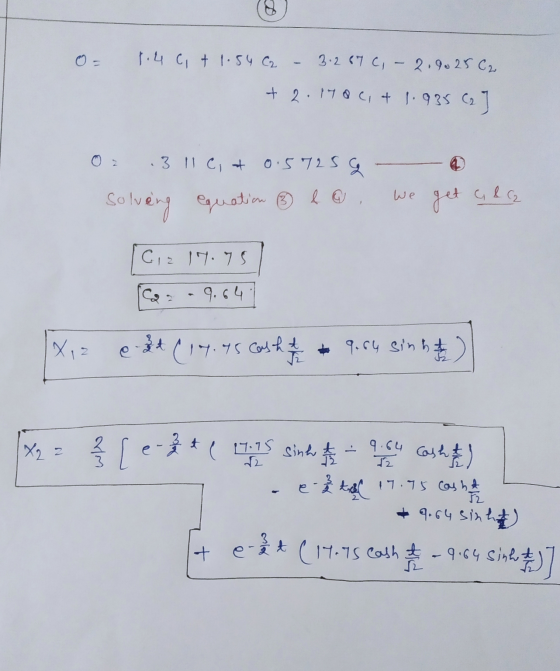 1.4 ct 1.54 C2 - 3.287 C, -2.9025 C2 + 2.17oc, & 1.935 C2 Oz .3 11c, & 0.5725 G solving equation e a we get c & C2 Ciz 17.75