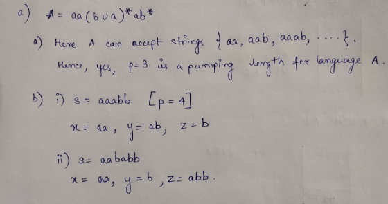 a) aa (bua acept shim aa, aab, aaab, Heme A can accpt smm babb 11)S= да
