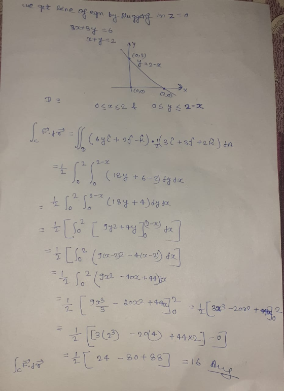 A me get line of egn by Pluggeng in z =o. 3x+ 3y =6 sty=2 (0,2) 422-24 osa<2 f osy< 2-2 yê + 25 -R) . ( 3 ² +39 +2R) JA 2-x S