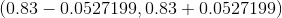 (0.83- 0.0527199, 0.83+ 0.0527199)