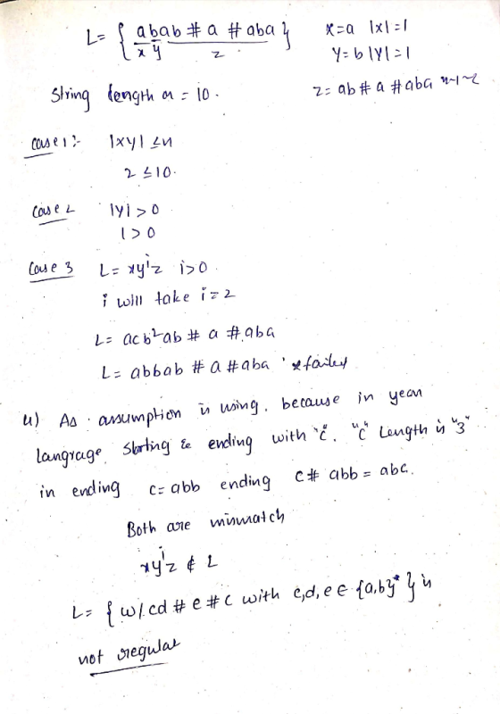 L- an a bab #a #aba y X-a IxI Yb1Y1-1 X String dength M = 10 2= ab #a #aba wym casert lxyl zu 2 210. case a lyixo loo Case 3