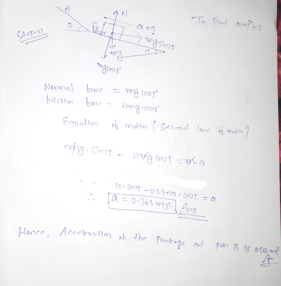 - To find acehan mg sinis mycosis Normal borce = mg we go friction force & Umg . cosir Equation of motion second law of motia