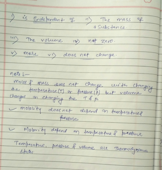 is of Independent of The mass a substance 11) The volume ) not zero. vy more vis does not change. note ö- moles & mass does