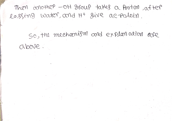 Then anothep -OH 36oup taHes a ProtoM ,after Loing water, and Ht &ive ae palein. So,the mechenifm ad erplan atioy afe above