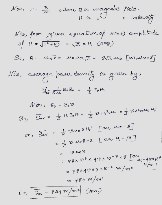 Now, H= B Ал where, Bis magnetic field H is field. intensity Now, from given equation of H (est) ampletude = Ho (say) of t 12
