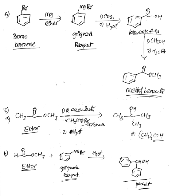 mg Br U - grignano benzoic ApS Bromo benzene DCH3OH Reagent 2) How methyl benzocle CH₂ - CH3 a) CH₂-C CHELOCH, De causalnks O