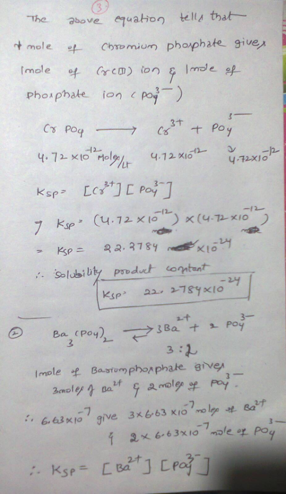 -The above 어uation tella that- -+ mole CbTD mium phophate give Imole phophate ion ( of-) 3千 4.72- Kio to12 计 Imple f Bastumph