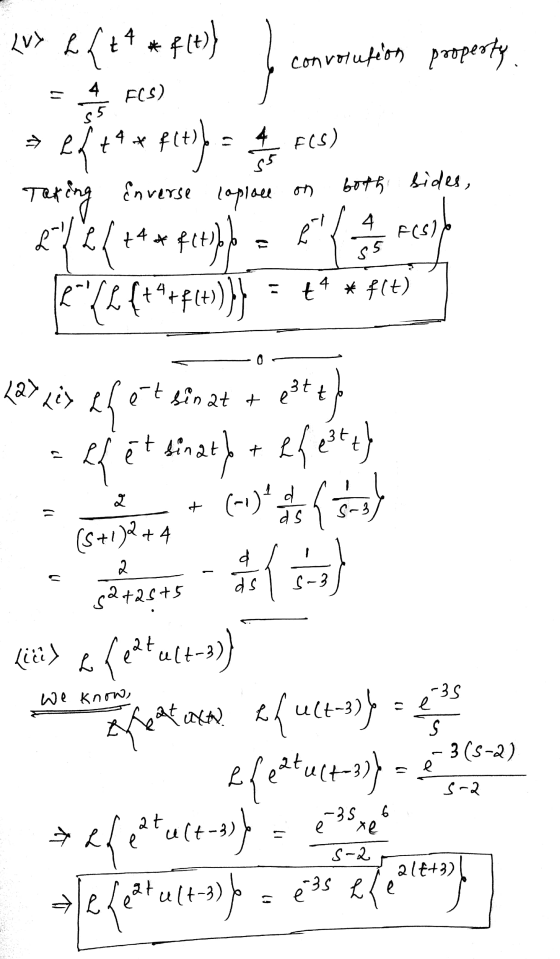 Lux kk 4 k{+* * f(t)} ni convolution property Per FCS) en t 4 FCS) s5 both sides, laplace on {+4+ * flty Taking Enverse fet)