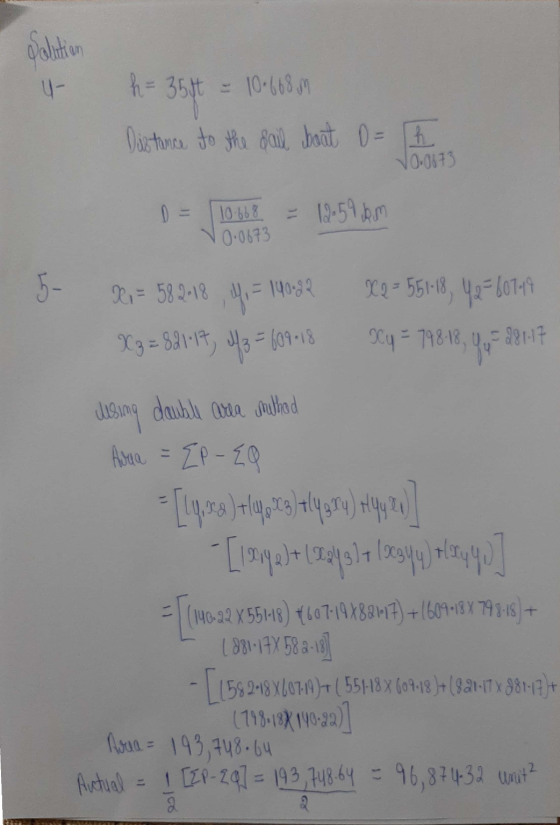 polition h = 35ft = 10.668 m Distance to the fall boat D = h s VO.0673 = [ 10.668 V 0.0673 = 12.59 km 5- Xo = 582-18 df = 140
