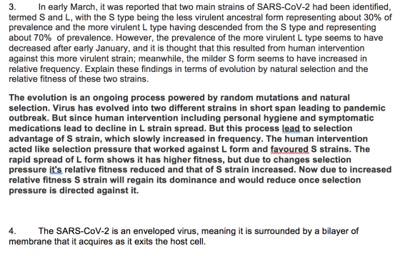 3. In early March, it was reported that two main strains of SARS-CoV-2 had been identified, termed S and L, with the S type b